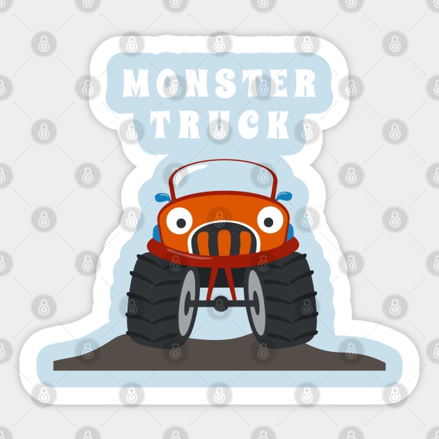 illustration of monster truck with cartoon style. Sticker by KIDS APPAREL